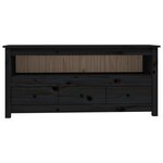 vidaXL Meuble TV Noir 114x35x52 cm Bois de pin massif