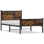vidaXL Cadre de lit en métal sans matelas chêne fumé 100x200 cm