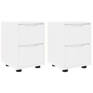 vidaXL Tables de chevet avec tiroir 2 Pièces Blanc 30 5 x 30 x 43 cm