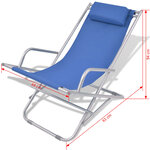 vidaXL Chaises inclinables de terrasse lot de 2 Acier Bleu