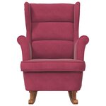 vidaXL Fauteuil à bascule à oreilles en velours rouge vin bois massif