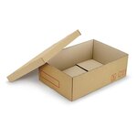 Caisse carton plate brune simple cannelure raja 25x15x14 cm (lot de 25)