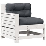 vidaXL Salon de jardin 7 Pièces avec coussins blanc bois de pin massif