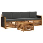 vidaXL Ensemble de canapés d'extérieur 5 Pièces Naturel et Anthracite