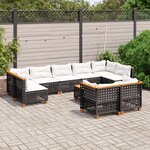vidaXL Salon de jardin 10 Pièces avec coussins noir résine tressée