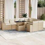 vidaXL Salon de jardin avec coussins 10 Pièces beige résine tressée