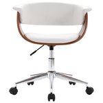 Chaise fauteuil siège pivotante de bureau informatique étude bois courbé et similicuir noir 02_0024084