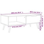 vidaXL Table basse Blanc 100x49 5x43 cm Bois d'ingénierie