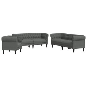 vidaXL Canapé de salon 3 Pièces Gris foncé 201 5 x 74 5 x 74 5 cm tissu