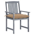 vidaXL Chaises de jardin avec coussins 8 Pièces Bois d'acacia solide Gris