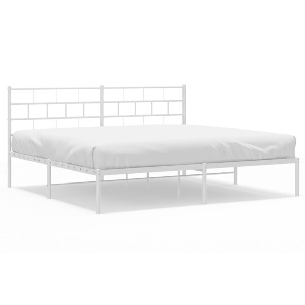 vidaXL Cadre de lit métal avec tête de lit blanc 183x213 cm