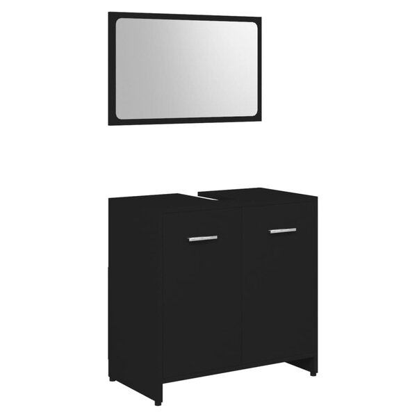 vidaXL Ensemble de meubles de salle de bain Noir Bois d'ingénierie