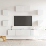 vidaXL Ensemble de meubles TV 7 Pièces Blanc Bois d'ingénierie
