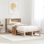 vidaXL Lit bibliothèque sans matelas 100x200 cm bois massif