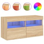 vidaXL Meuble TV mural avec lumières LED chêne sonoma 80x30x40 cm