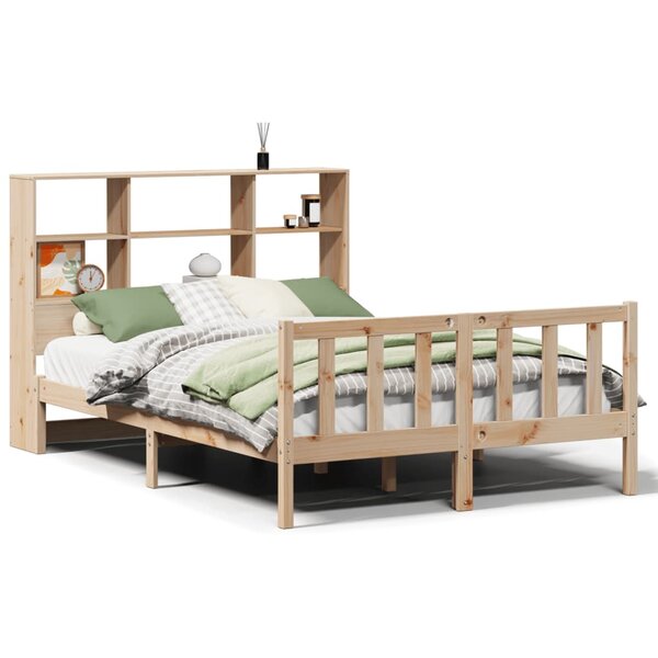 vidaXL Lit bibliothèque sans matelas 135x190 cm bois de pin massif