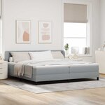 vidaXL Lit boxspring avec matelas Gris clair 200 x 200 cm tissu
