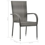 vidaXL Chaises empilables d'extérieur lot de 2 Gris Résine tressée