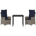 vidaXL Ensemble de salle à manger pour jardin 3 Pièces Gris polyrotin