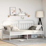 vidaXL Cadre de lit de jour avec tête de lit Blanc 90 x 200 cm Acier