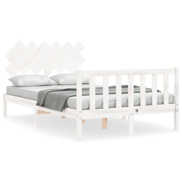 vidaXL Cadre de lit sans matelas blanc bois de pin massif