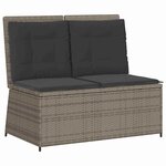 vidaXL Banc de jardin avec coussin Gris Poly rotin