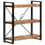vidaXL Bibliothèque 3 niveaux 77x30x80 cm bois récupération massif/fer