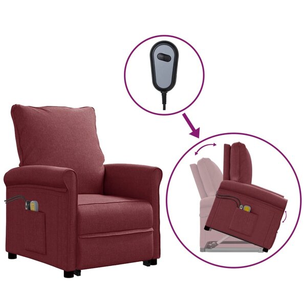 vidaXL Fauteuil de massage Rouge bordeaux Tissu