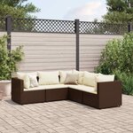 vidaXL Salon de jardin 5 Pièces avec coussins Marron Résine tressée