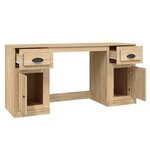 Bureau table poste de travail meuble d'ordinateur informatique étude avec armoire chêne sonoma bois d'ingénierie brun 02_0023387