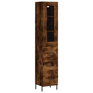 vidaXL Buffet haut Chêne fumé 34 5x34x180 cm Bois d'ingénierie