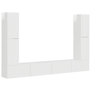 vidaXL Ensemble meuble TV 8 Pièces Blanc brillant Bois d'ingénierie