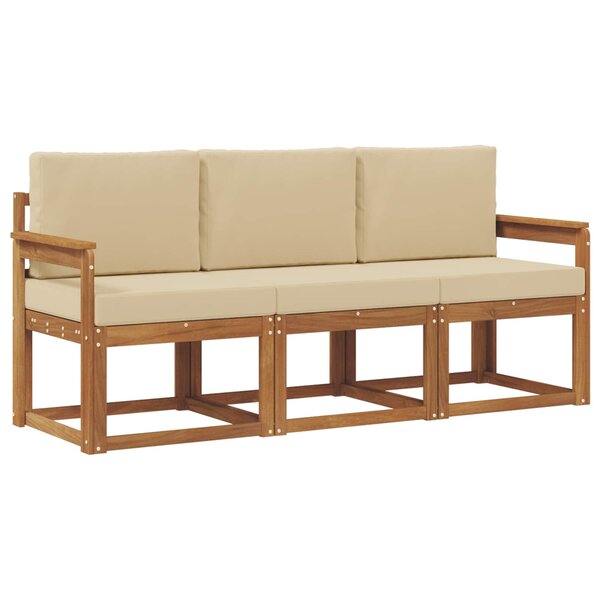 vidaXL Ensemble de canapés d'extérieur 3 pc Naturel et Beige