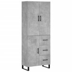 vidaXL Buffet haut Gris béton 69 5x34x180 cm Bois d'ingénierie