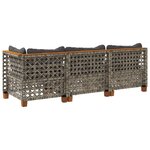 vidaXL Canapé de jardin avec coussins 3 places gris résine tressée