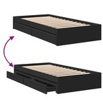 vidaXL Cadre de lit avec tiroirs sans matelas noir 75x190 cm