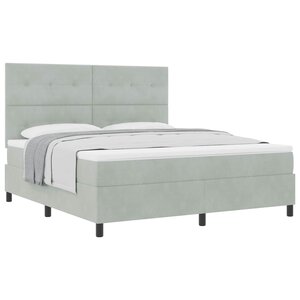 vidaXL Lit à ressorts avec matelas Gris clair 180 x 200 cm tissu