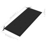 vidaXL Banc de jardin avec coussin noir 120 cm Bois de teck massif