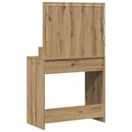 Table de maquillage vidaXL avec lumières LED en chêne brut 79x41x135 cm