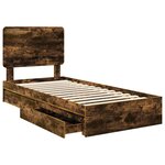 vidaXL Lit de Rangement Chêne fumé 90 x 200 cm Bois d'ingénierie