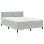 Lit box spring vidaXL avec matelas Gris clair 140x200 cm Velours