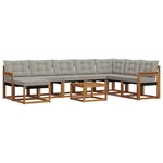 vidaXL Ensemble de canapés d'extérieur 9 pc Naturel et gris clair