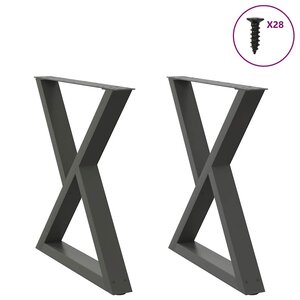 vidaXL Pieds de table à manger 2 pièces Anthracite 80 x (72-73 3) cm Acier