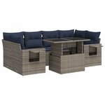 vidaXL Salon de jardin avec coussins 7 Pièces noir résine tressée acacia