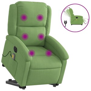 vidaXL Fauteuil inclinable de massage électrique vert clair velours