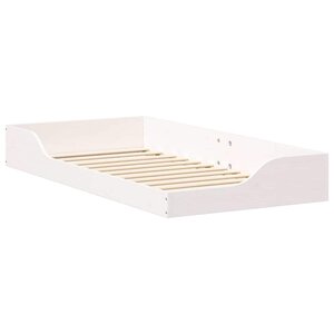 vidaXL Cadre de lit surélevé Blanc 90 x 190 cm Bois massif en pin