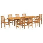 vidaXL Ensemble de salle à manger pour jardin 9 pc 280 x 100 x 75 cm