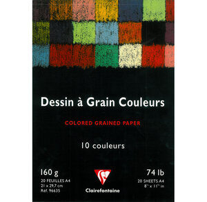Bloc dessin à grain Couleurs A4 20F ass 160g CLAIREFONTAINE
