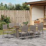 vidaXL Ensemble de salle à manger pour jardin 9 Pièces Gris