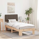 vidaXL Cadre de lit avec tête de lit rembourrée Taupe 90 x 200 cm